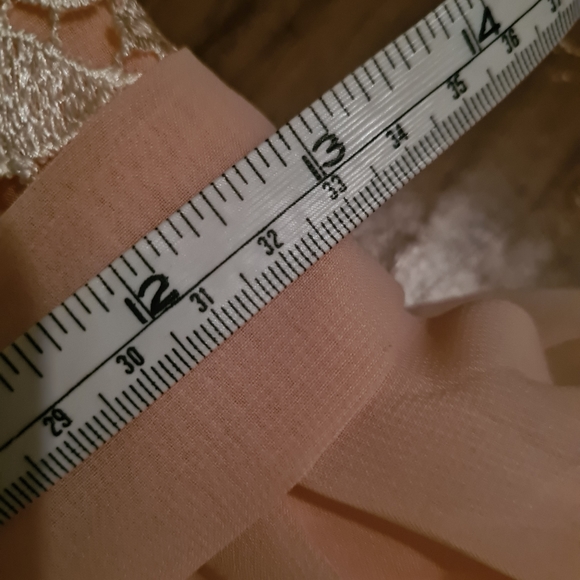 FORHER ANDFORHIM 8 Peach Embroidered Floral Lace Chest Formal Maxi Midi Dress - Picture 7 of 9